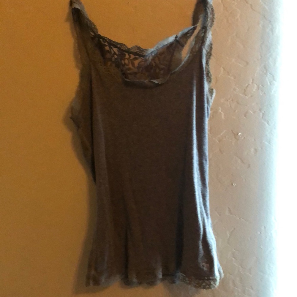 Grey back laced tank top